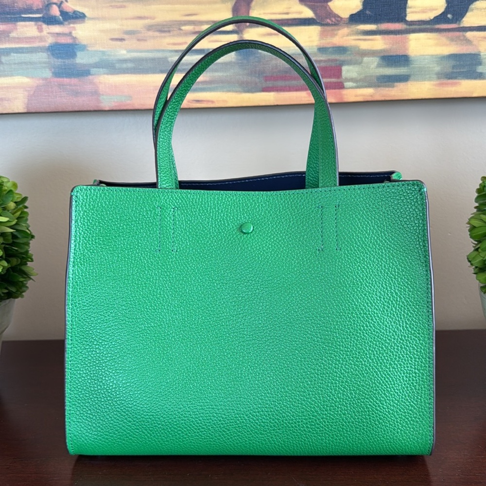 KATE SPADE ♠️ New York "Sam"💚GREEN BEAN💚MEDIUM SATCHEL BAG & POUCH🌟LIKE NEW🌟 - Picture 11 of 17
